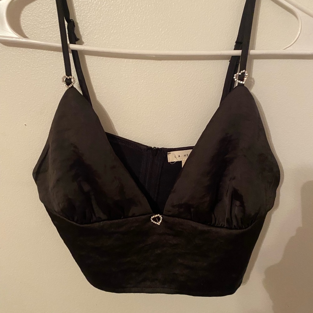 COPY - black tank with rhinestone hearts